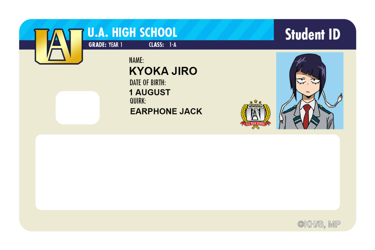 Student ID - Kyoka Jiro - Card Covers - My Hero Academia - CUCU Covers