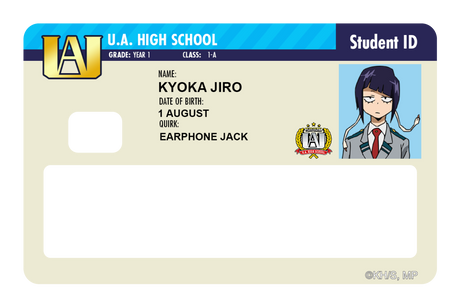 Student ID - Kyoka Jiro - Card Covers - My Hero Academia - CUCU Covers