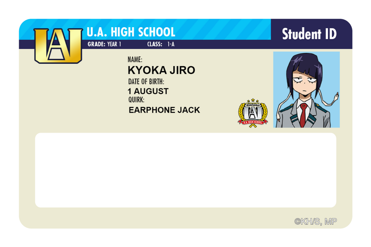 Student ID - Kyoka Jiro - Card Covers - My Hero Academia - CUCU Covers