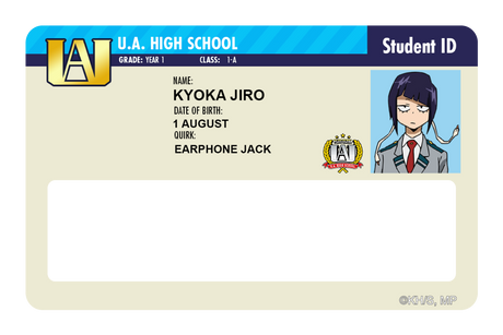 Student ID - Kyoka Jiro - Card Covers - My Hero Academia - CUCU Covers