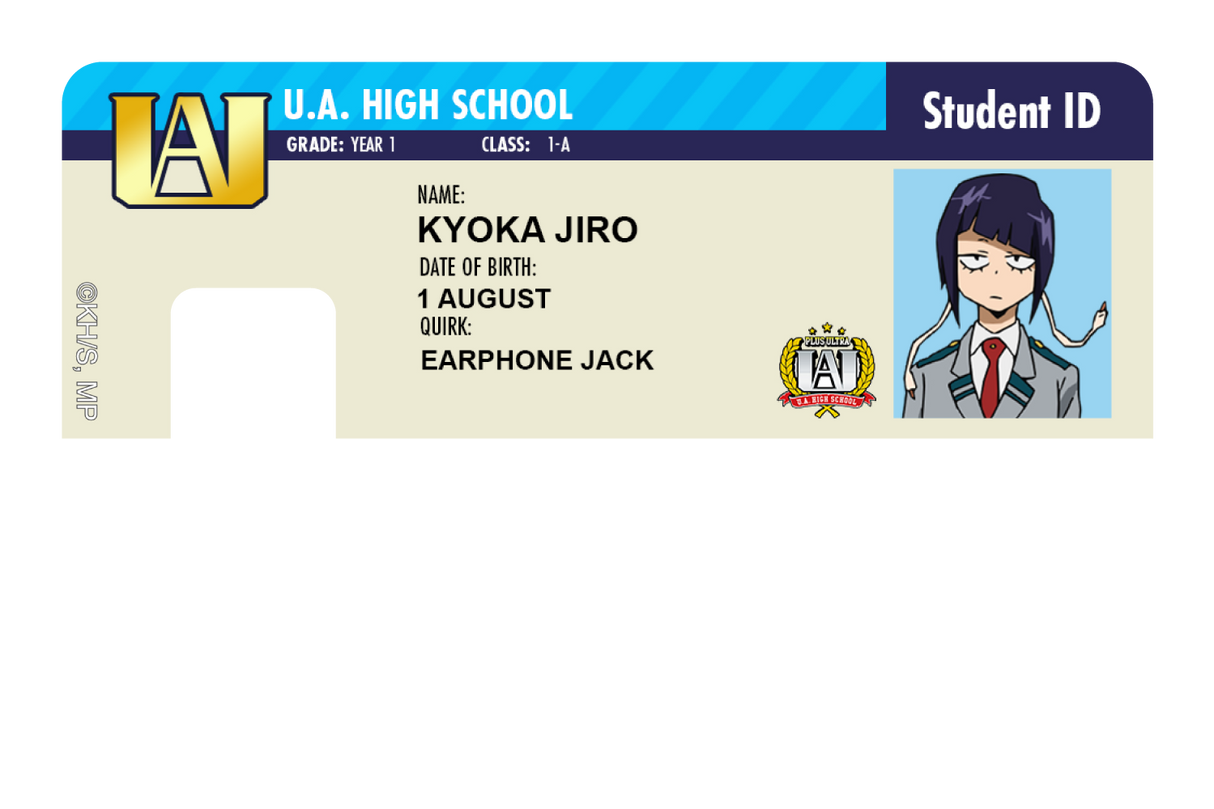 Student ID - Kyoka Jiro - Card Covers - My Hero Academia - CUCU Covers