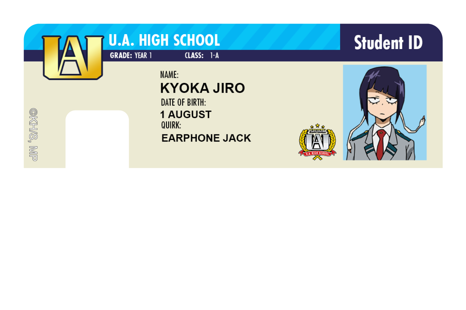 Student ID - Kyoka Jiro - Card Covers - My Hero Academia - CUCU Covers