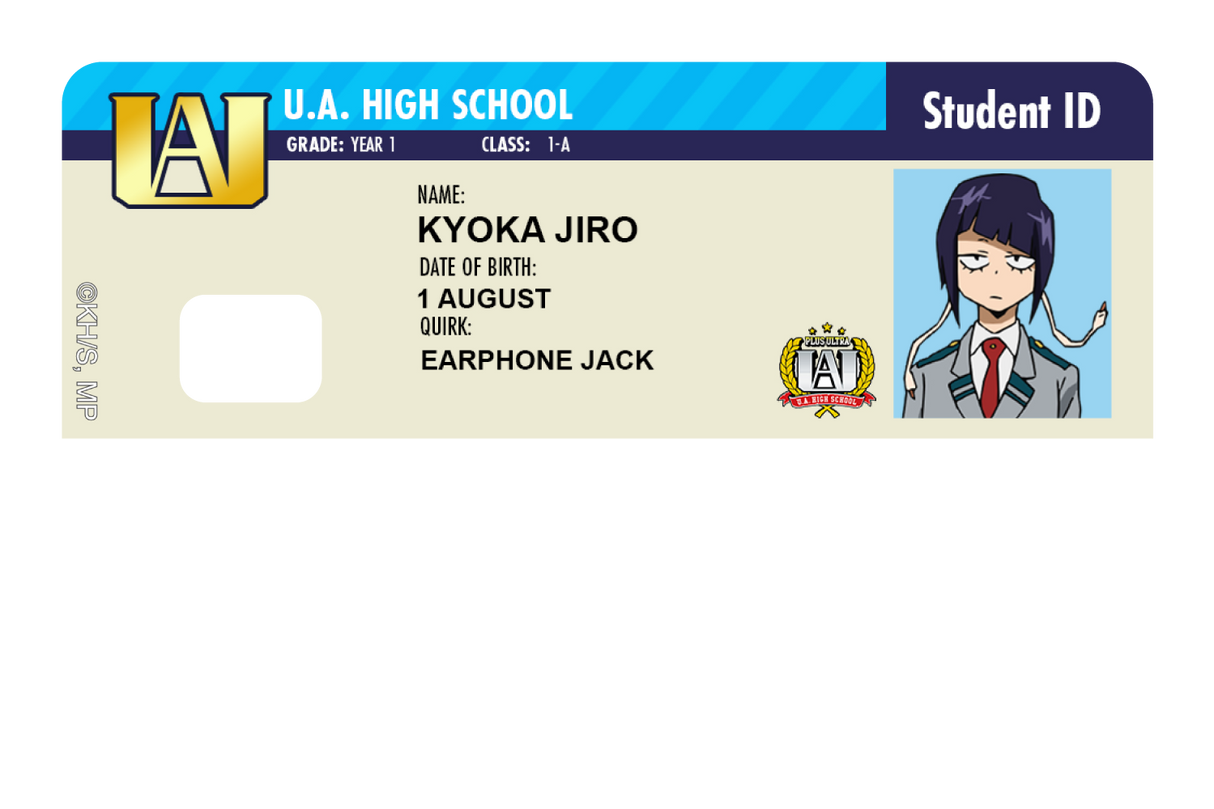 Student ID - Kyoka Jiro - Card Covers - My Hero Academia - CUCU Covers