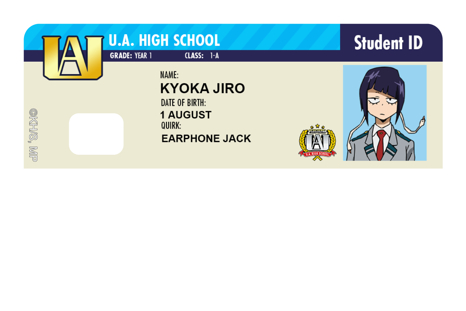 Student ID - Kyoka Jiro - Card Covers - My Hero Academia - CUCU Covers