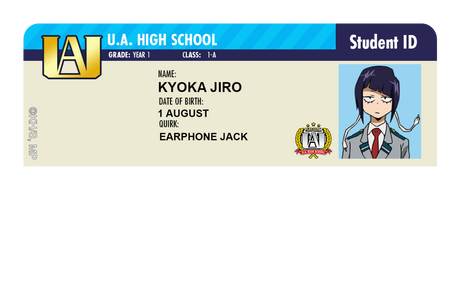 Student ID - Kyoka Jiro - Card Covers - My Hero Academia - CUCU Covers