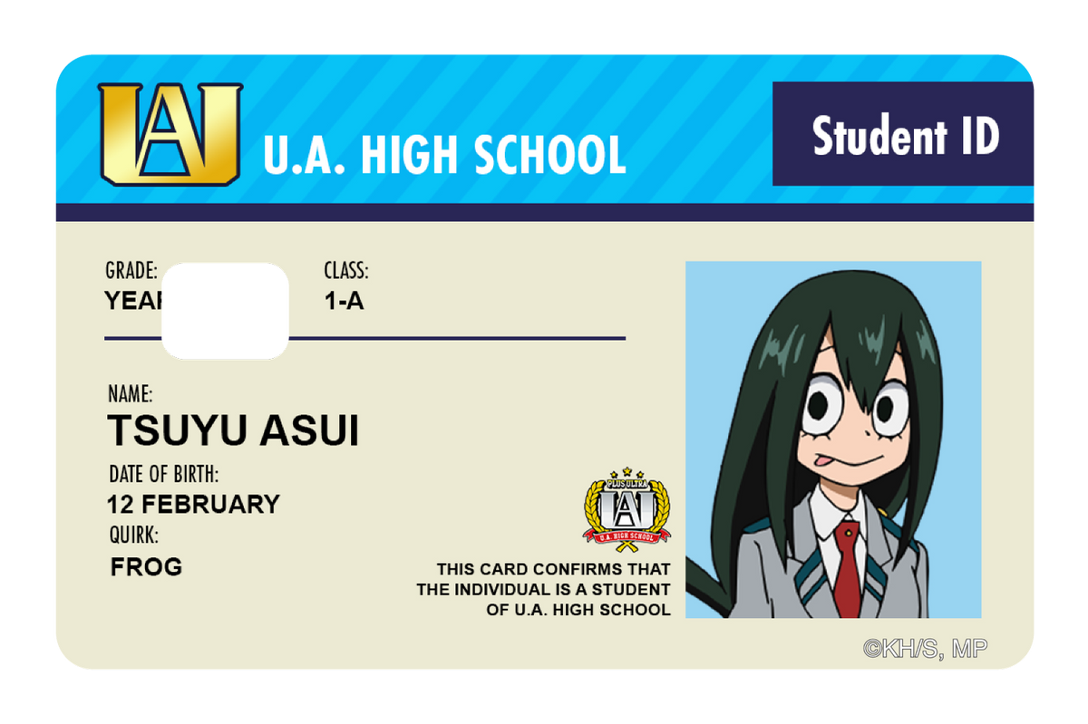 Student ID - Tsuyu Asui - Card Covers - My Hero Academia - CUCU Covers