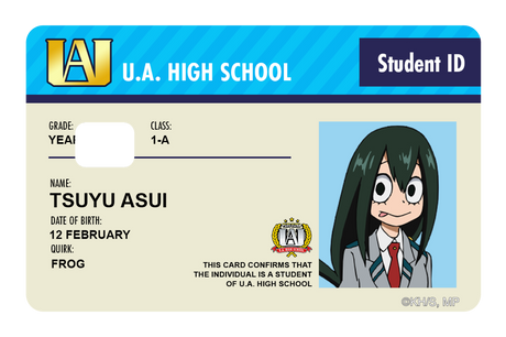 Student ID - Tsuyu Asui - Card Covers - My Hero Academia - CUCU Covers