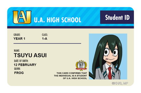 Student ID - Tsuyu Asui - Card Covers - My Hero Academia - CUCU Covers