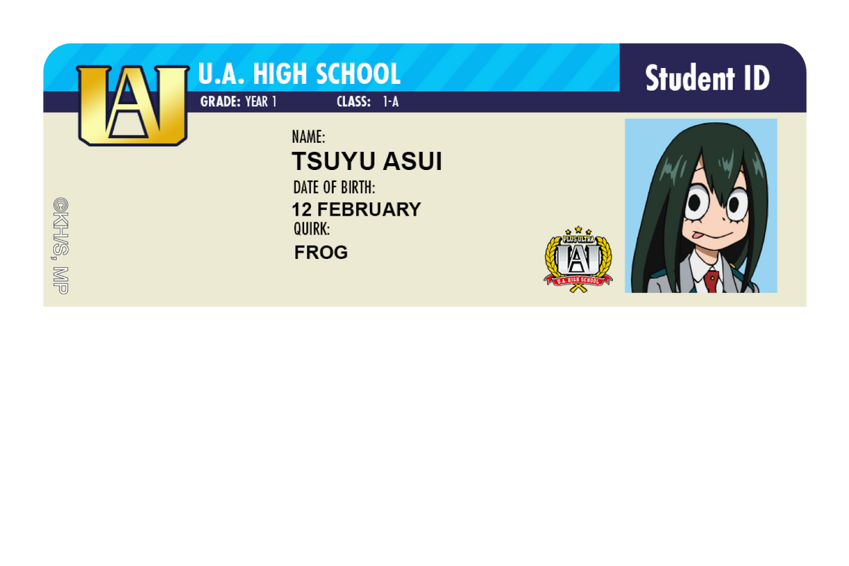 Student ID - Tsuyu Asui - Card Covers - My Hero Academia - CUCU Covers