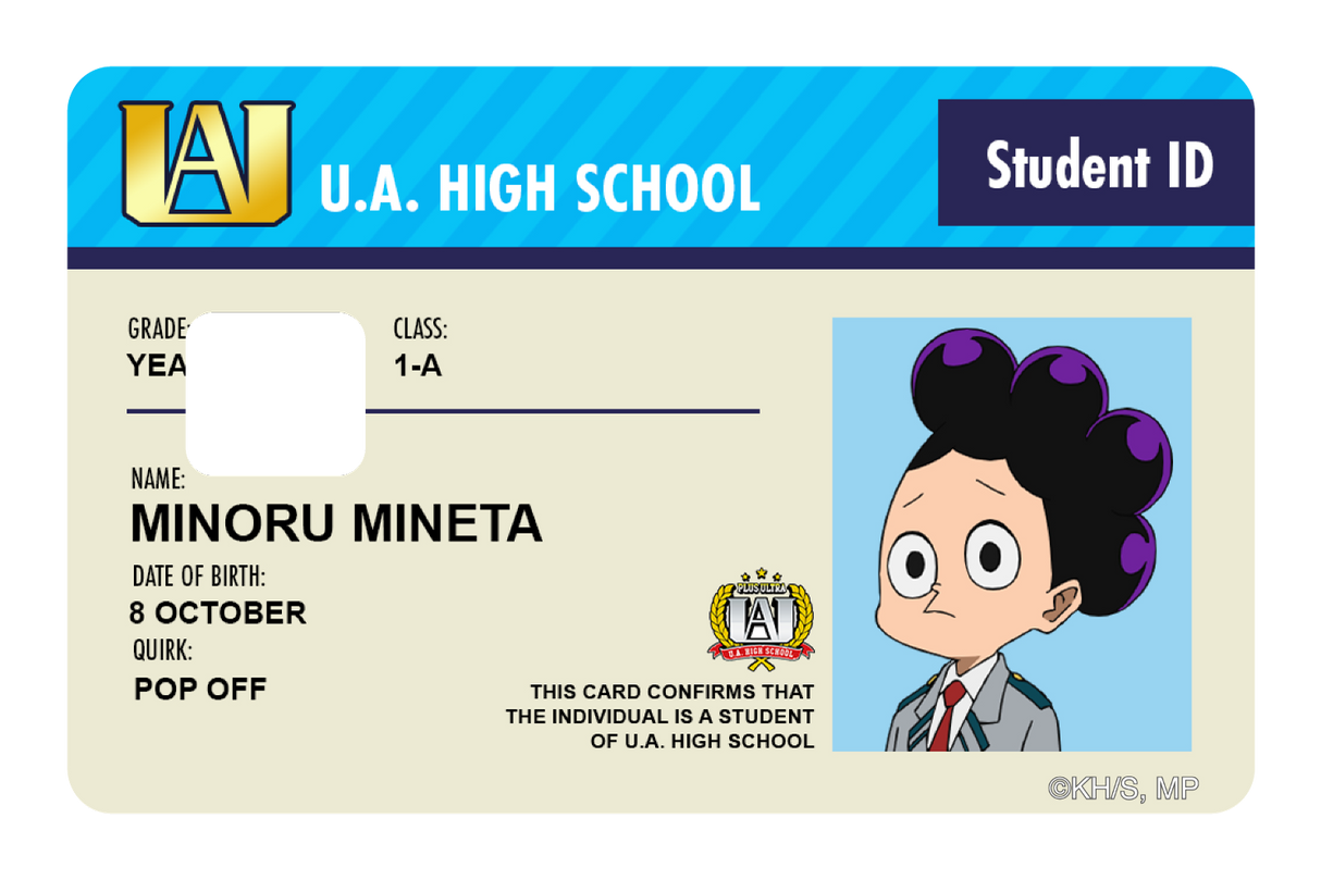 Student ID - Minoru Mineta - Card Covers - My Hero Academia - CUCU Covers