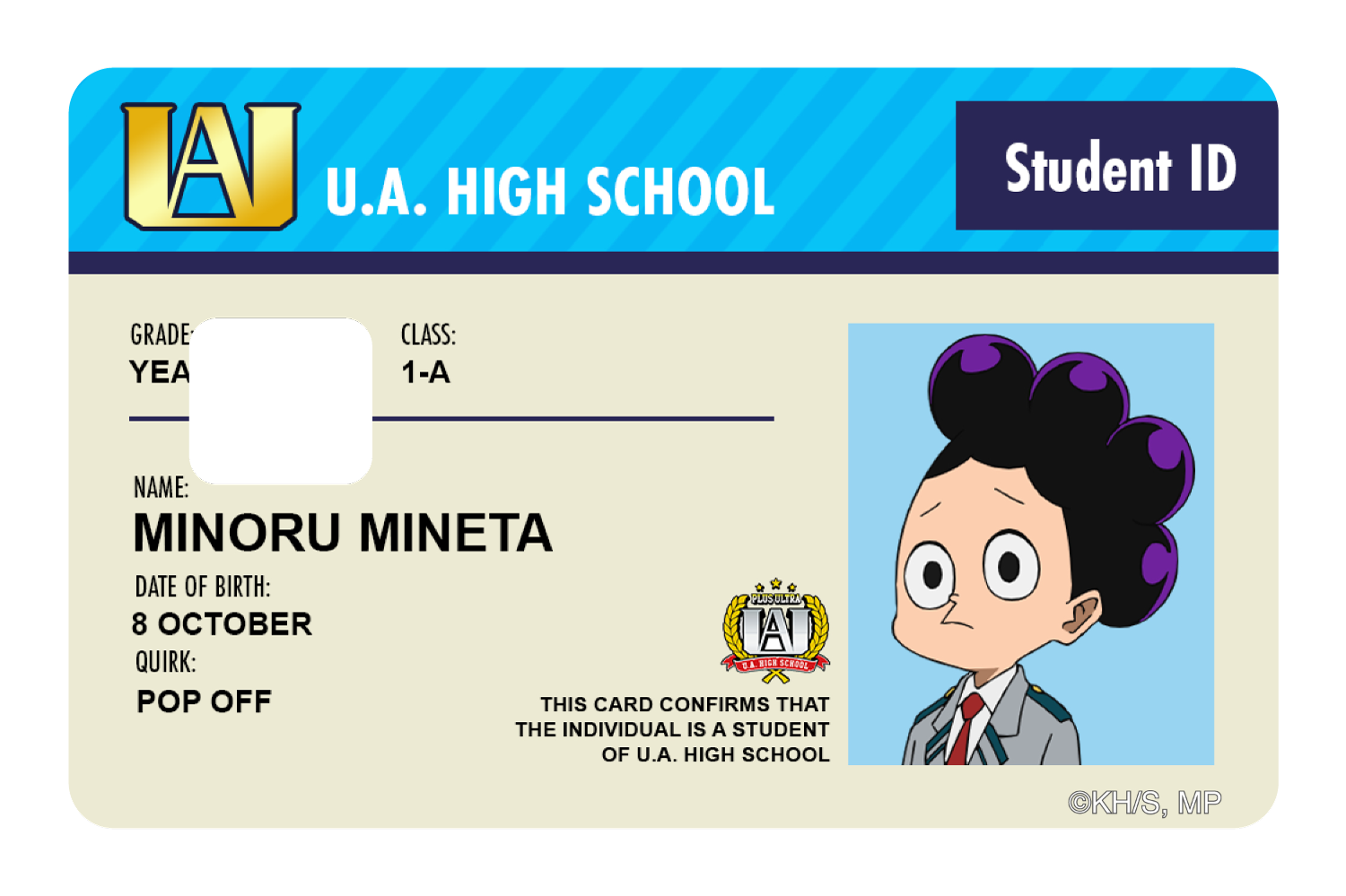 Student ID - Minoru Mineta - Card Covers - My Hero Academia - CUCU Covers