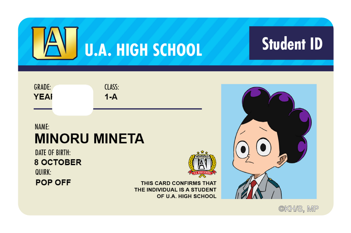 Student ID - Minoru Mineta - Card Covers - My Hero Academia - CUCU Covers