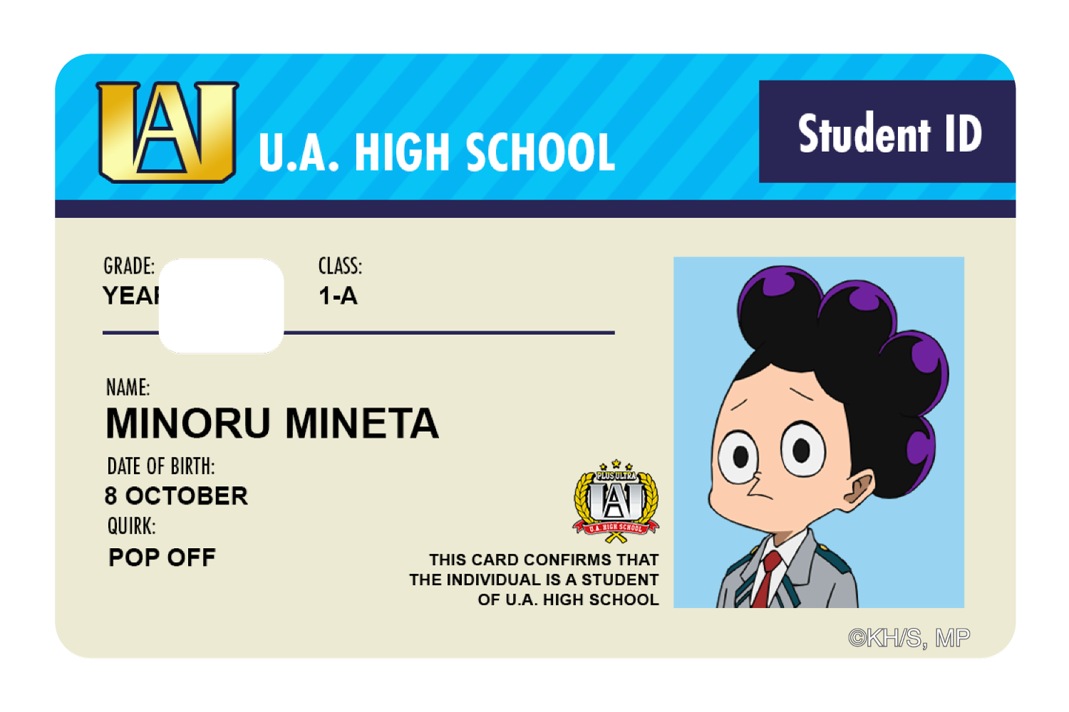 Student ID - Minoru Mineta - Card Covers - My Hero Academia - CUCU Covers