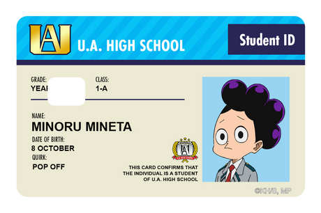 Student ID - Minoru Mineta - Card Covers - My Hero Academia - CUCU Covers