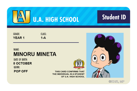 Student ID - Minoru Mineta - Card Covers - My Hero Academia - CUCU Covers