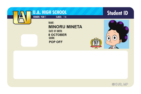 Student ID - Minoru Mineta - Card Covers - My Hero Academia - CUCU Covers