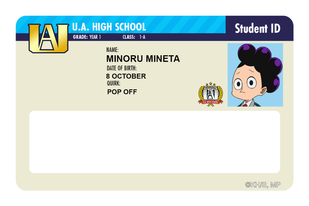 Student ID - Minoru Mineta - Card Covers - My Hero Academia - CUCU Covers