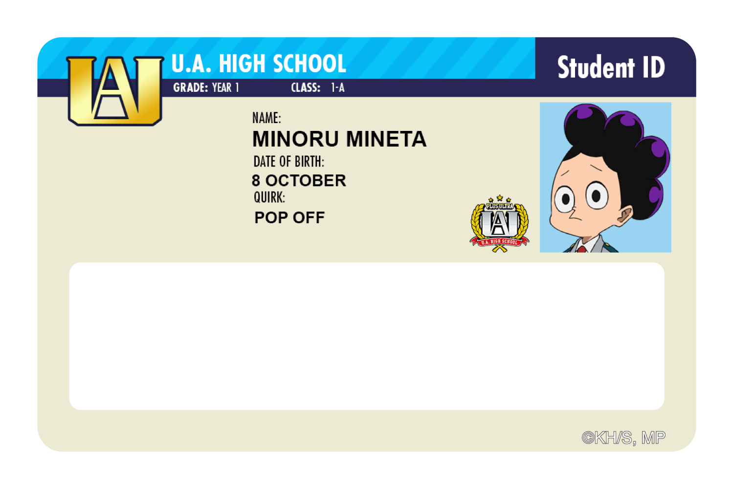 Student ID - Minoru Mineta - Card Covers - My Hero Academia - CUCU Covers