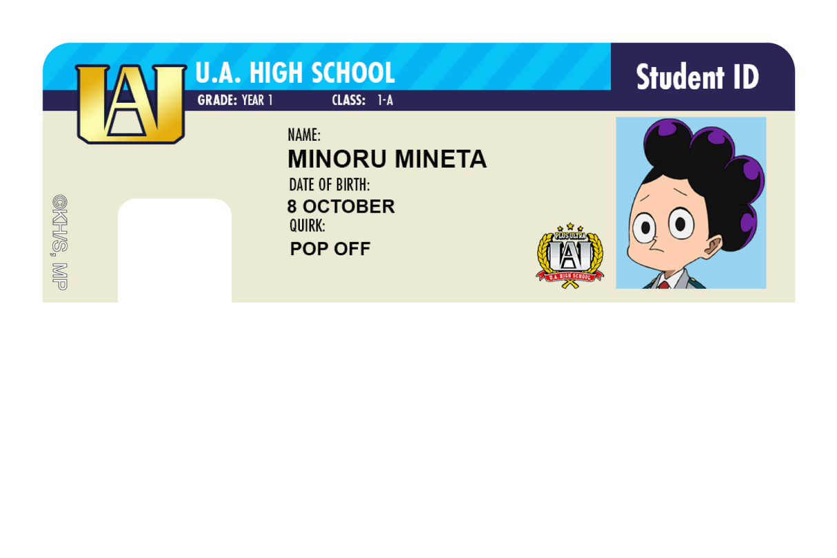 Student ID - Minoru Mineta - Card Covers - My Hero Academia - CUCU Covers