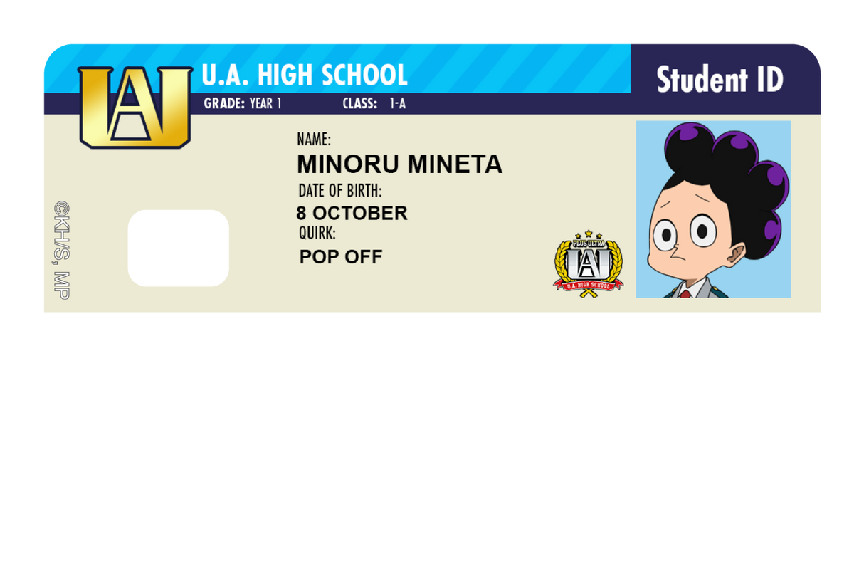 Student ID - Minoru Mineta - Card Covers - My Hero Academia - CUCU Covers