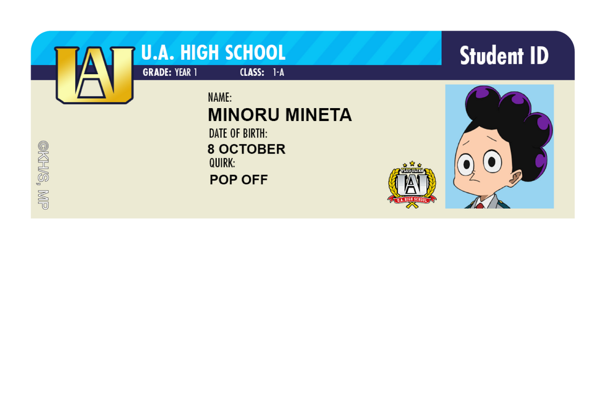 Student ID - Minoru Mineta - Card Covers - My Hero Academia - CUCU Covers