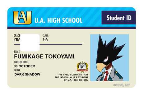 Student ID - Fumikage Tokoyami - Card Covers - My Hero Academia - CUCU Covers