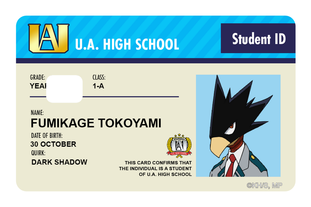 Student ID - Fumikage Tokoyami - Card Covers - My Hero Academia - CUCU Covers