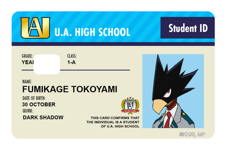 Student ID - Fumikage Tokoyami - Card Covers - My Hero Academia - CUCU Covers