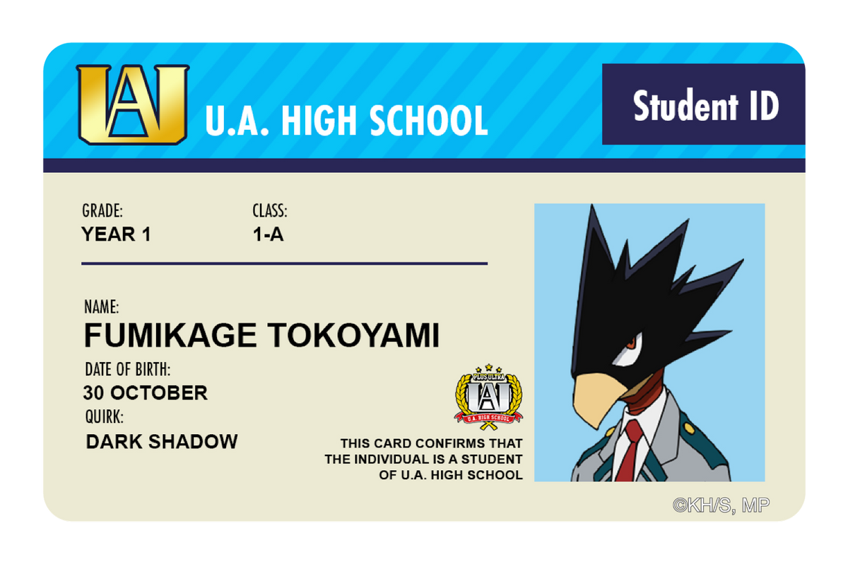 Student ID - Fumikage Tokoyami - Card Covers - My Hero Academia - CUCU Covers