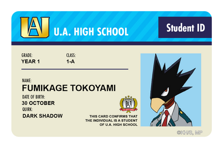 Student ID - Fumikage Tokoyami - Card Covers - My Hero Academia - CUCU Covers