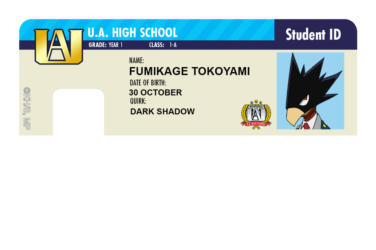 Student ID - Fumikage Tokoyami - Card Covers - My Hero Academia - CUCU Covers