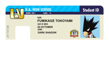 Student ID - Fumikage Tokoyami - Card Covers - My Hero Academia - CUCU Covers