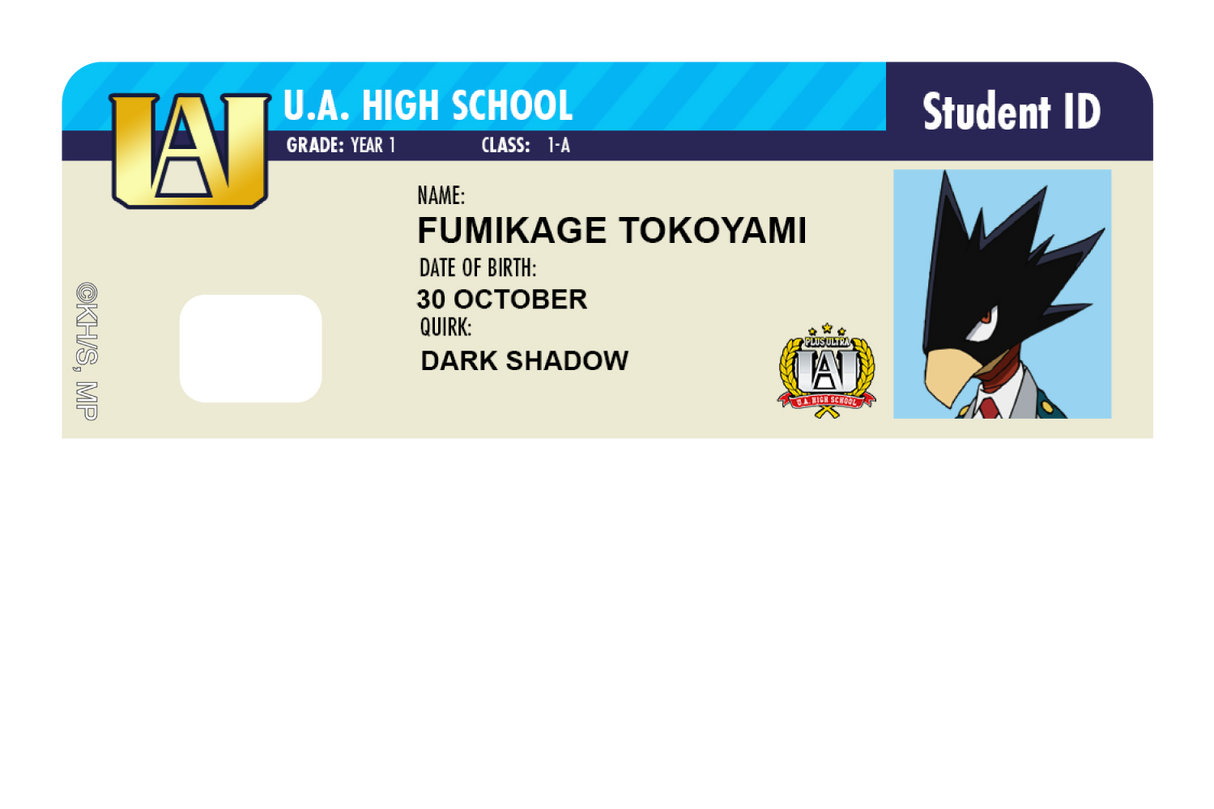 Student ID - Fumikage Tokoyami - Card Covers - My Hero Academia - CUCU Covers