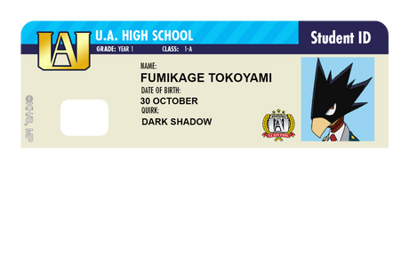 Student ID - Fumikage Tokoyami - Card Covers - My Hero Academia - CUCU Covers