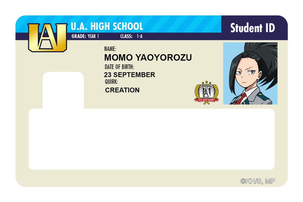 Student ID - Momo Yaoyorozu - Card Covers - My Hero Academia - CUCU Covers