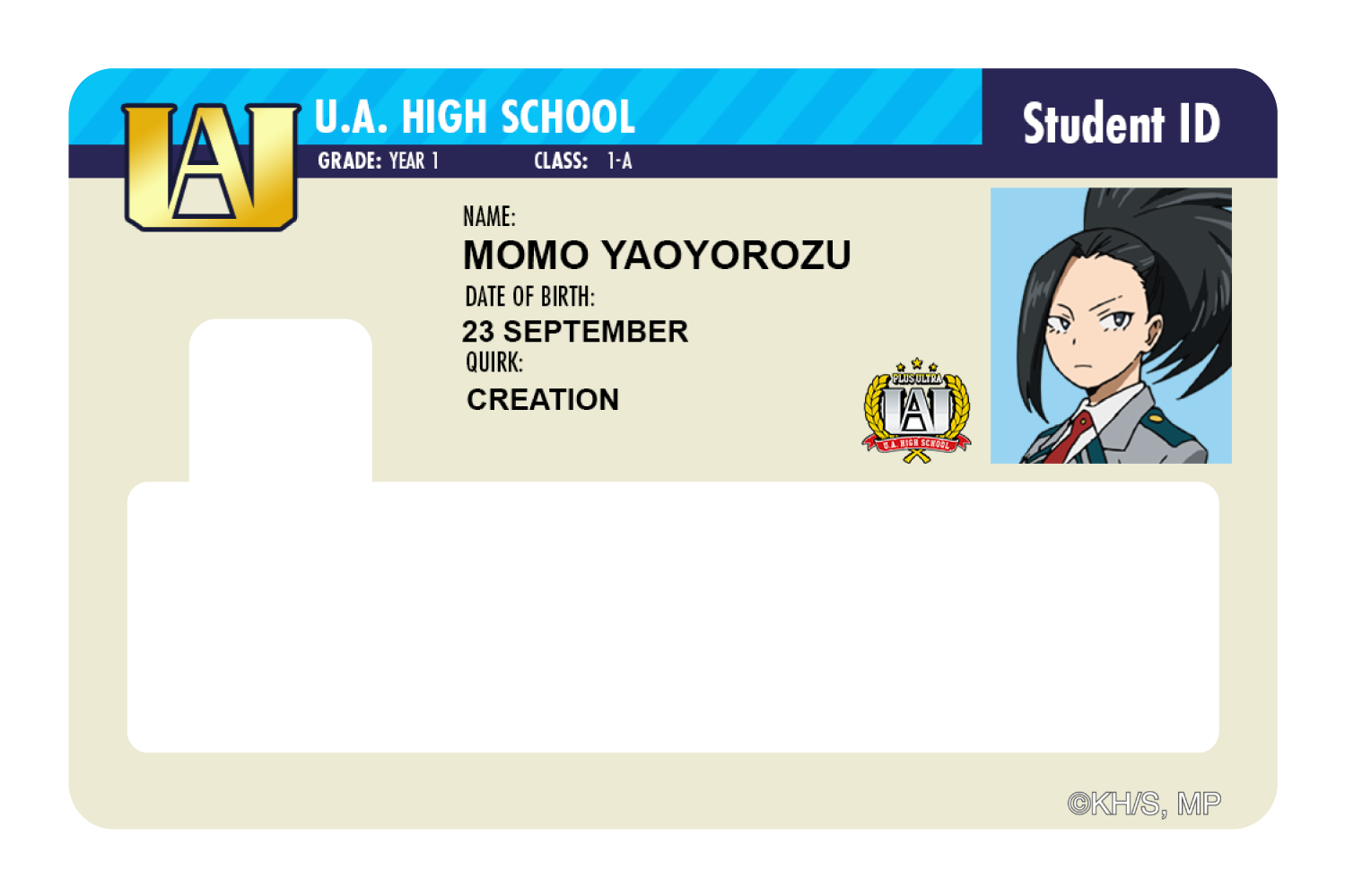 Student ID - Momo Yaoyorozu - Card Covers - My Hero Academia - CUCU Covers