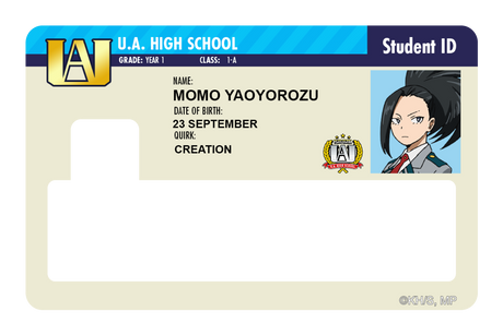 Student ID - Momo Yaoyorozu - Card Covers - My Hero Academia - CUCU Covers