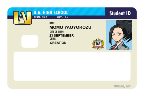 Student ID - Momo Yaoyorozu - Card Covers - My Hero Academia - CUCU Covers