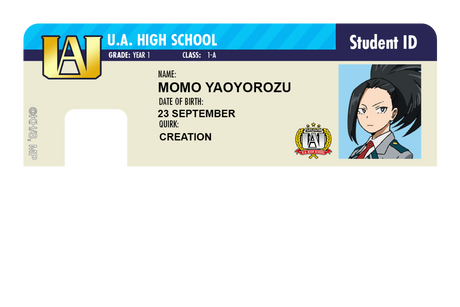 Student ID - Momo Yaoyorozu - Card Covers - My Hero Academia - CUCU Covers