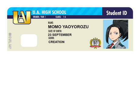 Student ID - Momo Yaoyorozu - Card Covers - My Hero Academia - CUCU Covers