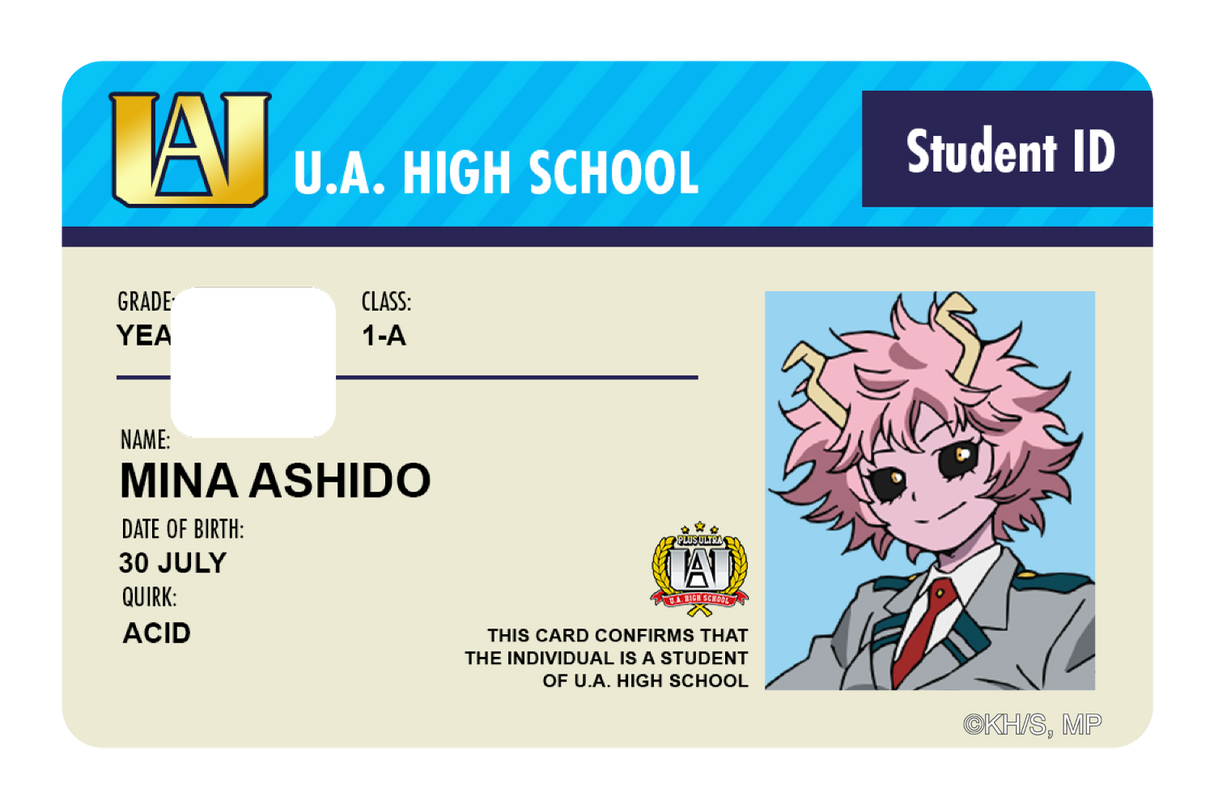 Student ID - Mina Ashido - Card Covers - My Hero Academia - CUCU Covers