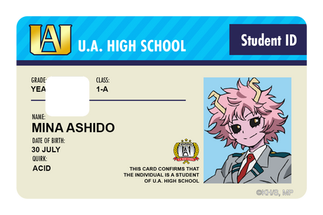 Student ID - Mina Ashido - Card Covers - My Hero Academia - CUCU Covers