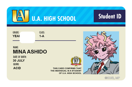 Student ID - Mina Ashido - Card Covers - My Hero Academia - CUCU Covers