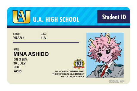 Student ID - Mina Ashido - Card Covers - My Hero Academia - CUCU Covers