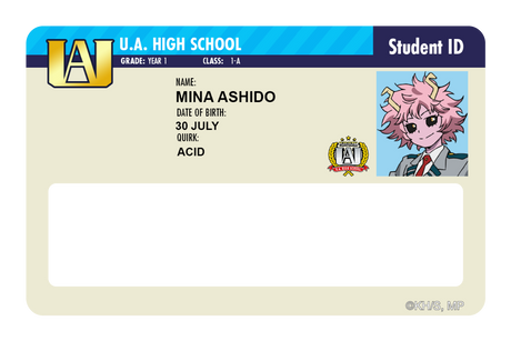 Student ID - Mina Ashido - Card Covers - My Hero Academia - CUCU Covers