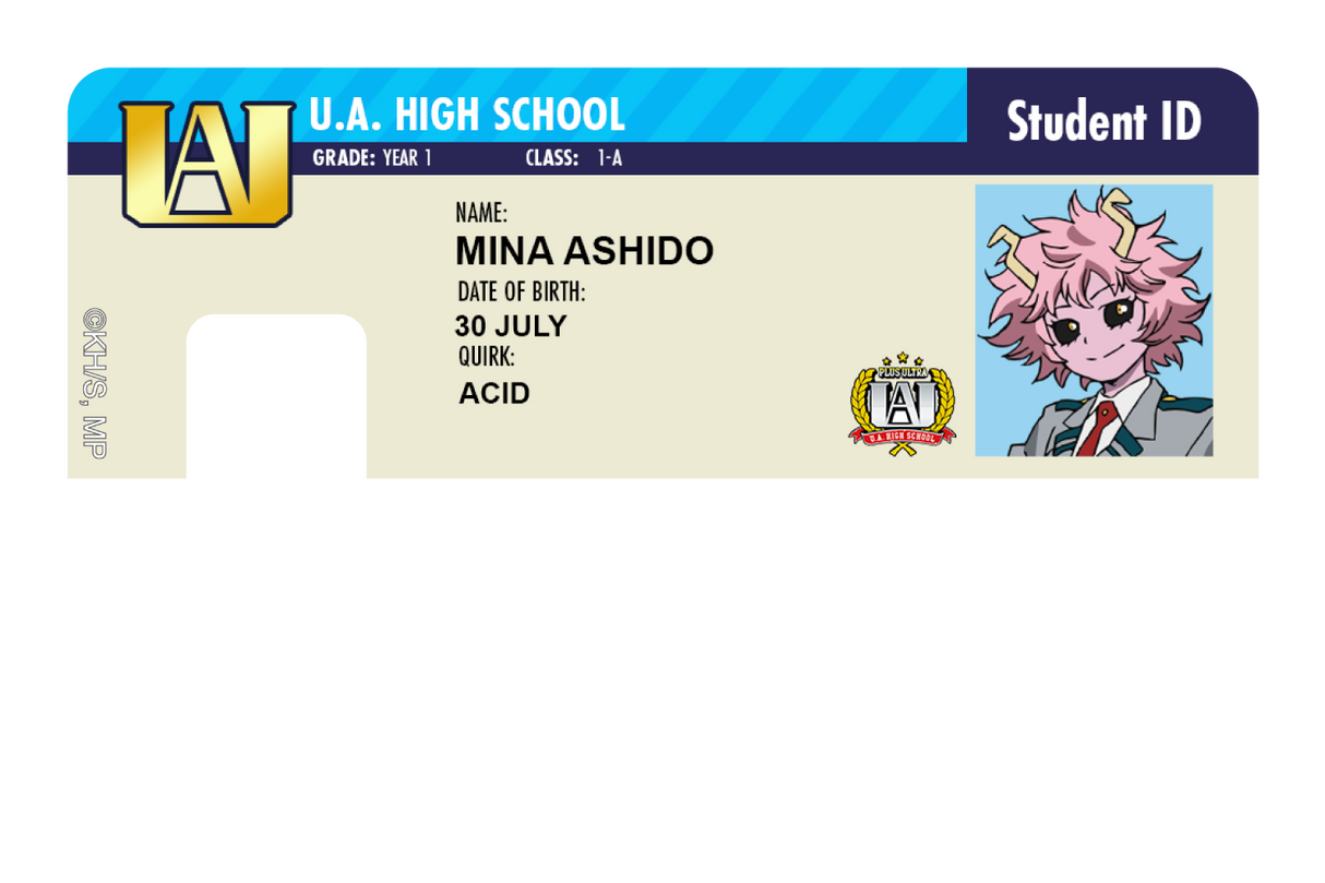 Student ID - Mina Ashido - Card Covers - My Hero Academia - CUCU Covers