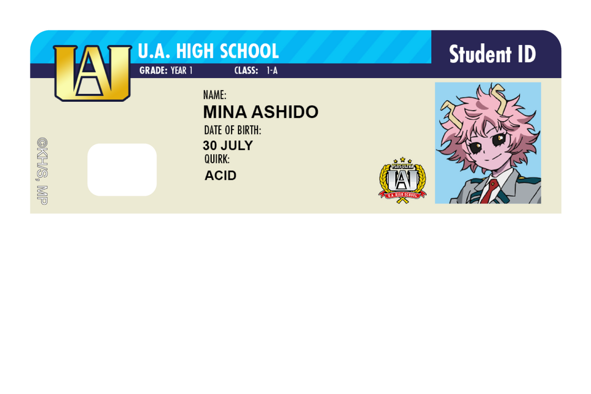 Student ID - Mina Ashido - Card Covers - My Hero Academia - CUCU Covers