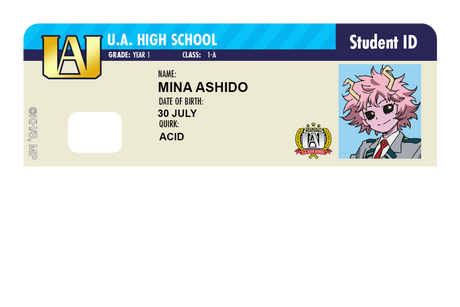 Student ID - Mina Ashido - Card Covers - My Hero Academia - CUCU Covers