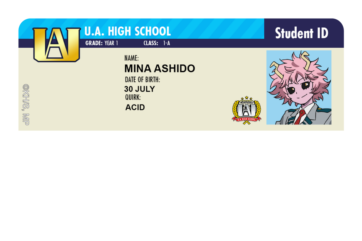 Student ID - Mina Ashido - Card Covers - My Hero Academia - CUCU Covers