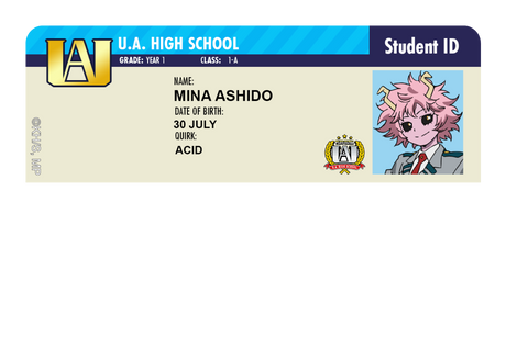 Student ID - Mina Ashido - Card Covers - My Hero Academia - CUCU Covers